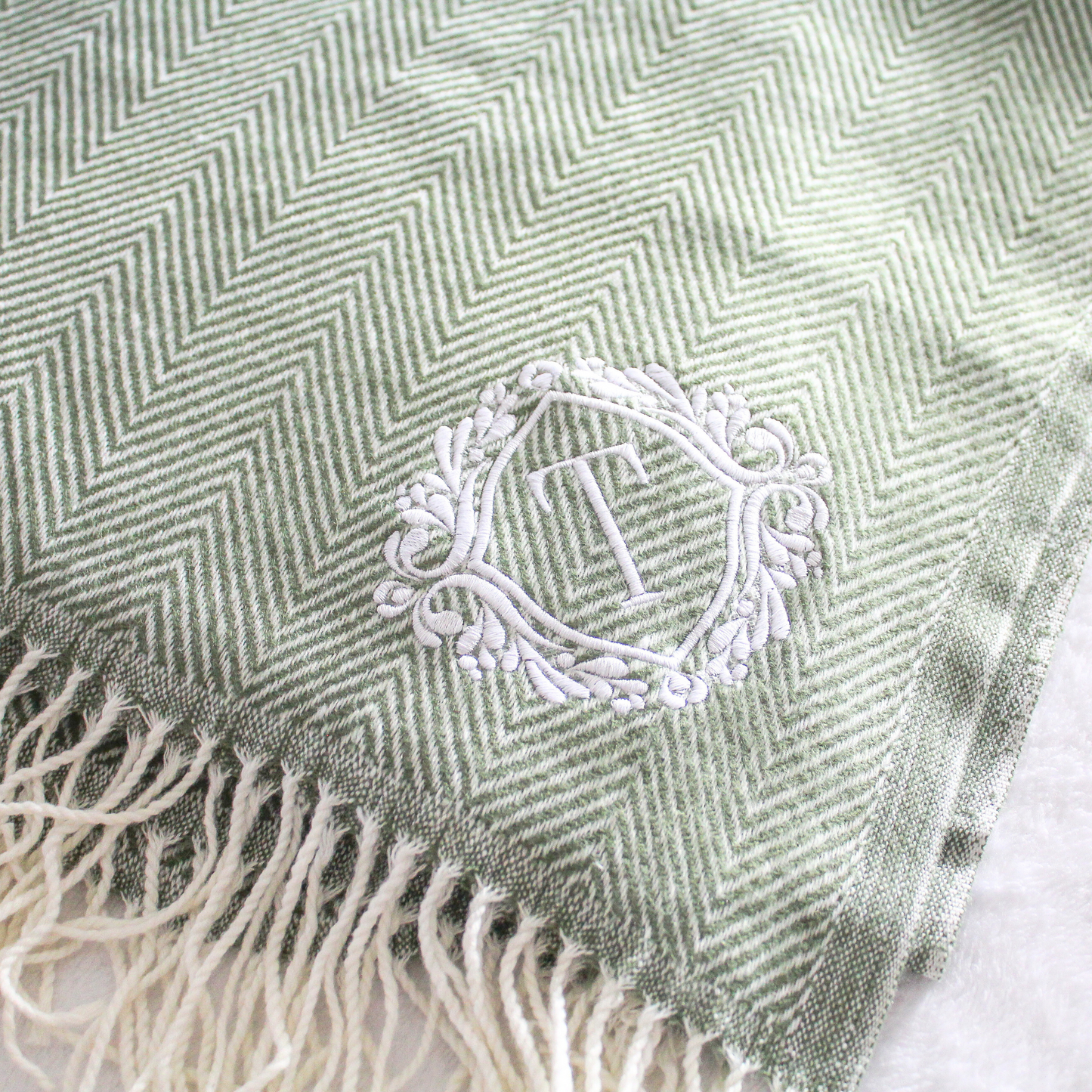 Herringbone Faux Cashmere Throw