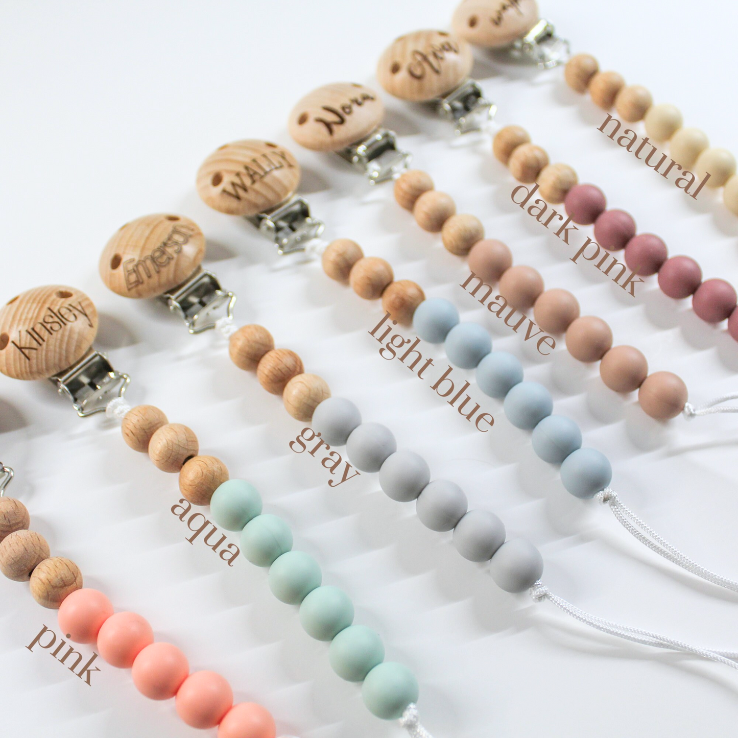 Wood & Silicone Pacifier Clip