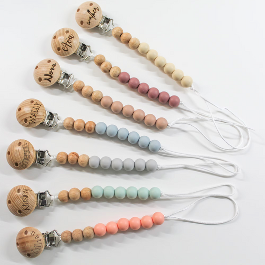 Wood & Silicone Pacifier Clip